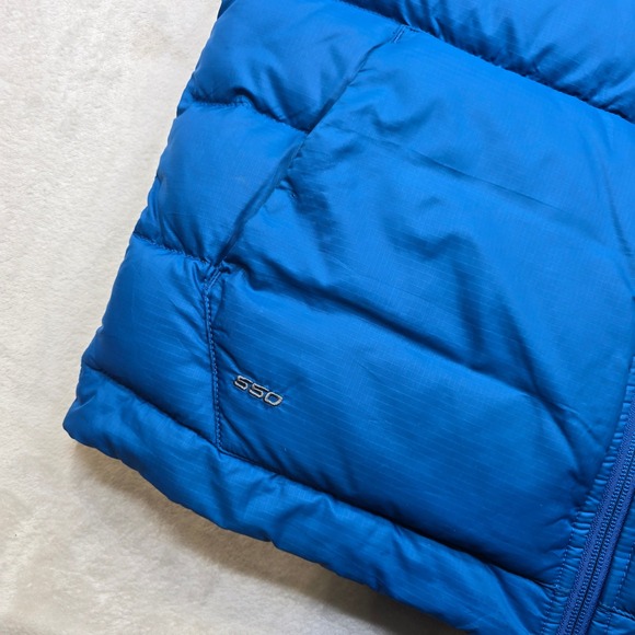 The North Face Goose Down Puffer Vest Mens Medium Blue Zip Nuptse 550 Fill - Picture 4 of 14